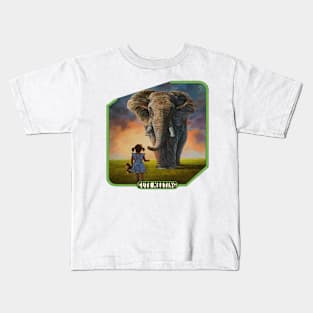 Girl and elephnat Kids T-Shirt